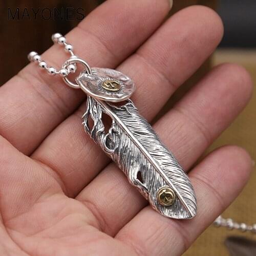 MAYONES Eagle Claw Feather Pendant 100% Real 925 Sterling Silver Necklace Pendant Fine jewelry for Women Men Free Shipping