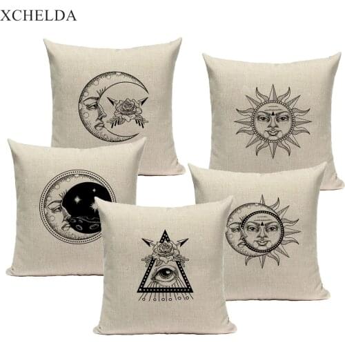 Fur Linen Cushion Cover Pillowcase Witchcraft Decorative Boho Magic 45*45 40*40 for Bedroom Beige Throw Pillow Case