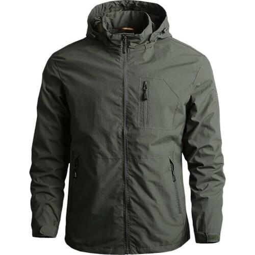 Mens Brand Clothing Hoodies Trench Coat Spring Autumn Mens Jackets Waterproof Windbreaker Hooded Male Coats Quick Dry 5XL MY233