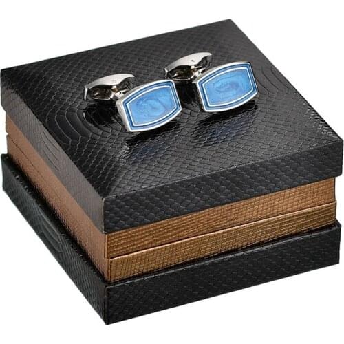 Blue water wave pattern electroplated mens Cufflinks French long sleeve shirt with Cufflinks