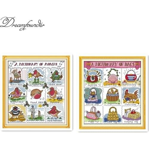 Little bird dictionary cross stitch kit aida 14ct 11ct count printed canvas stitches embroidery DIY handmade needlework