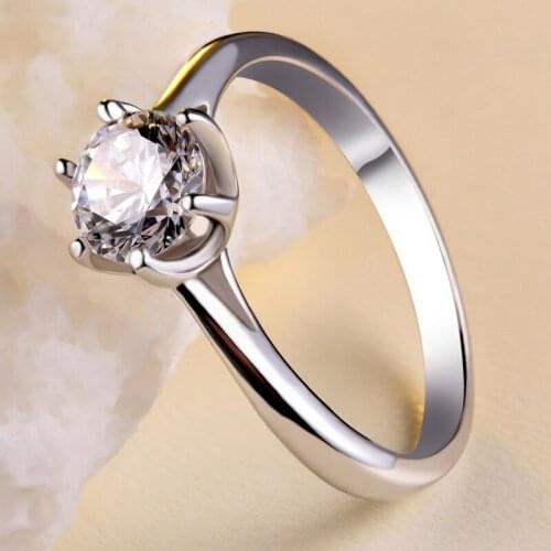 WYJZY Boutique Classic Six-Claw High Quality CZ Ring Clear High Purity Zircon Jewelry Bridal Fashion Engagement Ring