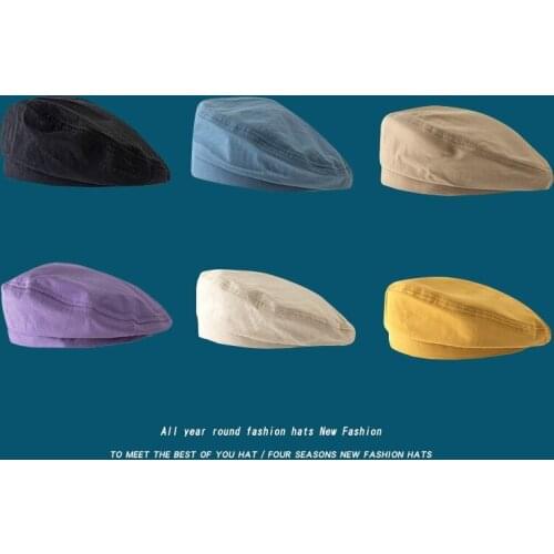 2021 New Spring Fashion Trend Beret Hat Purple Yellow Blue White Woman and Man Painters Hat Retro Style Sunhat Wholesale