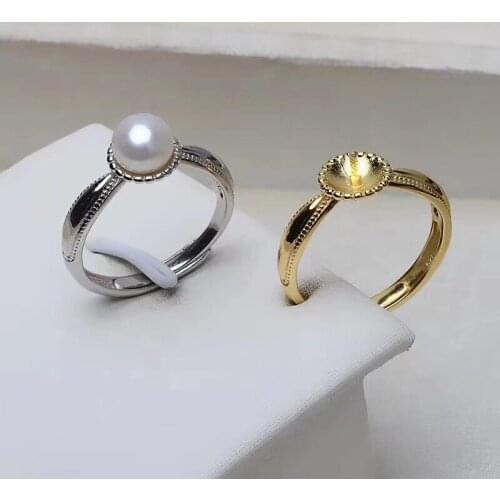 New Arrival 925 Sterling Silver Adjustable Ring Settings Findings Mountings Parts for Pearl Corals Jade Crystal, 5pcs/lot