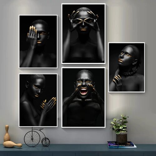 Nude African Black Art Woman Modern Nordic Painting On Canvas Posters And Prints Scandinavian Wall Picture For Living Room