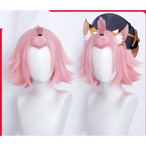 Game Genshin Impact Diona Cosplay Wig Short Pink Heat Resistant Synthetic Hair Wigs for Halloween Party Masquerade Anime Shows