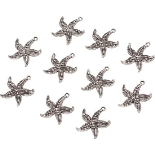 100pcs Zinc Alloy Pendants Charms Starfish Shape Sea Summer For Jewelry Making DIY Bracelet Necklaec Earring Supplies