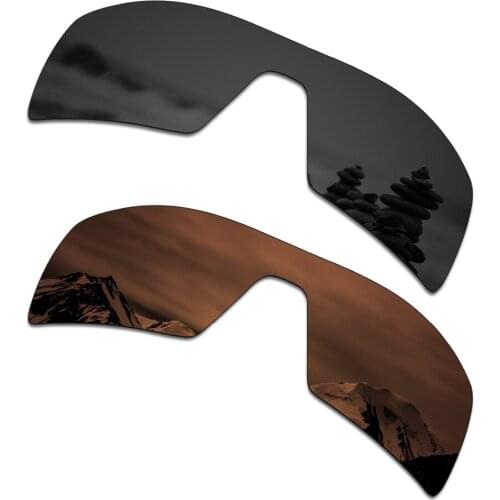 SmartVLT 2 Pieces Polarized Sunglasses Replacement Lenses for Oakley Oil Rig Stealth Black and Amber Brown