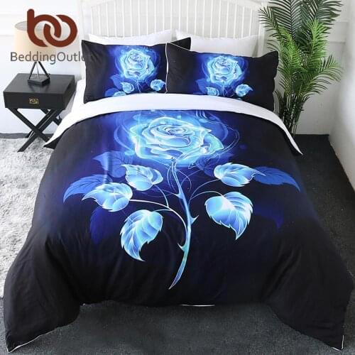 BeddingOutlet Blue Enchantress Bedding Set 3D Print Duvet Cover Set Colorful Roses Floral Bedclothes 3pcs Watercolor Quilt Cover