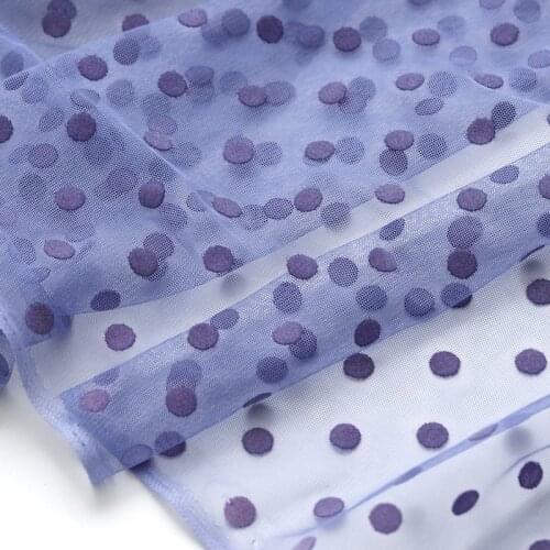 Net gauze fabric purple wave dots double-sided flocking lace fabric garment skirt fabric