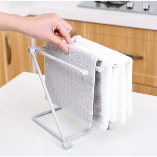 Folding Rag Storage Rack Kitchen Tabletop Dishcloth Rack Storage Rag and Cup Drain Rack Home Organization