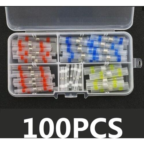 Heat Shrinkable Wire Connectors 10PCS/200PCS Waterproof Sleeve AWG26-12 Butt Electrical Splice Tinned Solder Seal Terminal