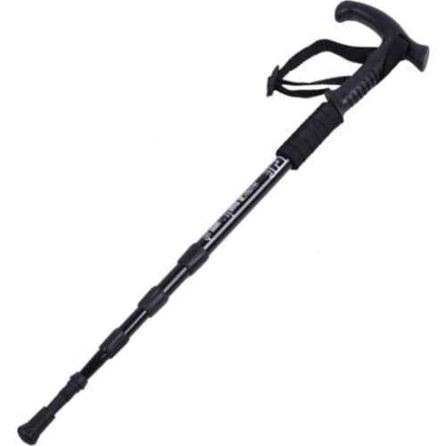 T-handle trekking poles ski poles black