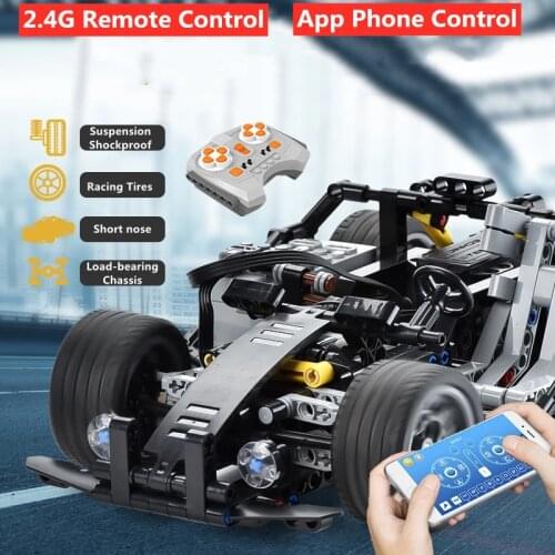 Inserting Building Block DIY Assembly 2.4G Remote Control Car APP Phone Control RC Racing Car Dual Motor Suspension Toys Gifts