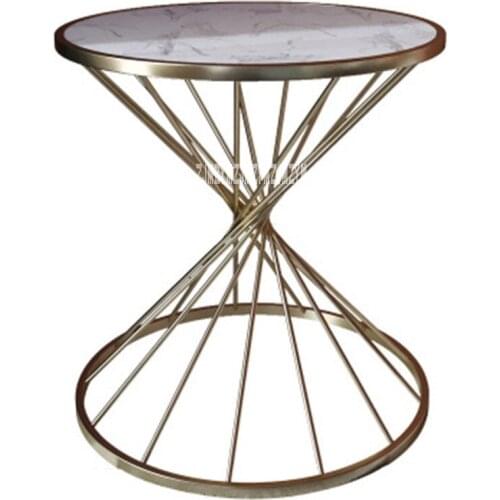 XCJ024 Nordic Marble Coffee Table Iron Art Creative Round Side Coffee Table Living Room Modern Light Luxury Sofa Side Table