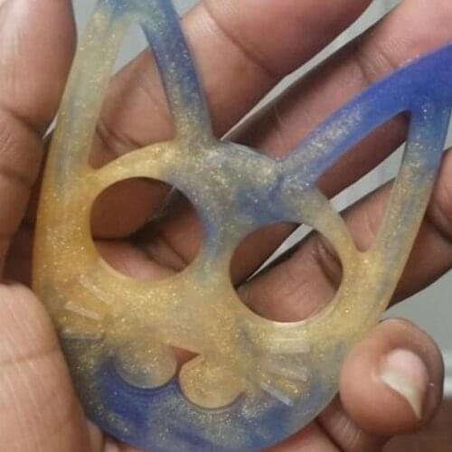 DIY Craft Epoxy Resin Mold Super Glossy Self-defense Cat Keychain Silicone Mould T4MD