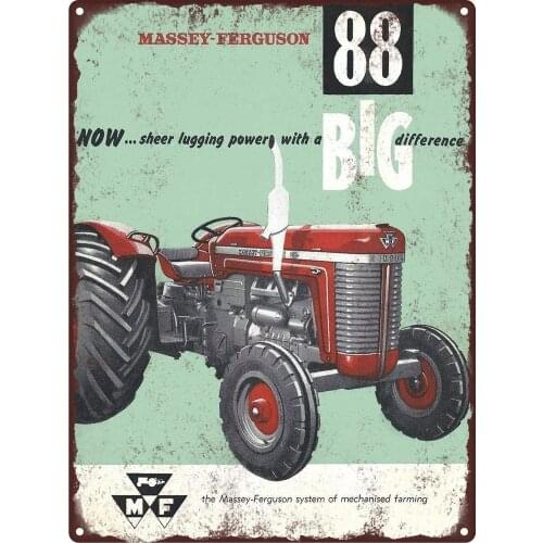 Massey Ferguson 88 Tractor Farm Tin Sign Vintage Wall Poster Retro Iron Painting Metal Plaque Sheet for Bar Cafe Garage Home