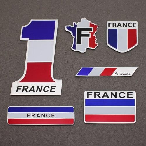1PCS Car Styling 3D Aluminum Car Sticker France Flag Emblem Badge Tail Decal For Peugeot 206 307 308 Citroen C4 Renault Clio