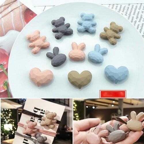 10 Pcs Frosted Faceted Bear Love Diy Head Rope Perforated Bead Hair Ring Material