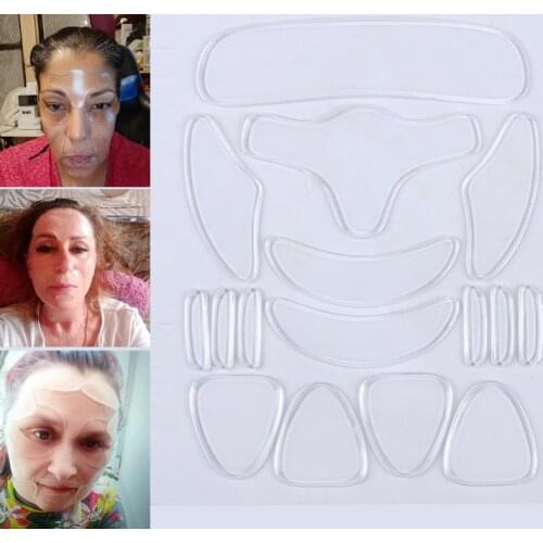16 PCS/Set Reusable Silicone Wrinkle Removal Sticker Face Forehead Neck Eye Sticker Pad Anti Aging Patch Mask Skin Care Tools