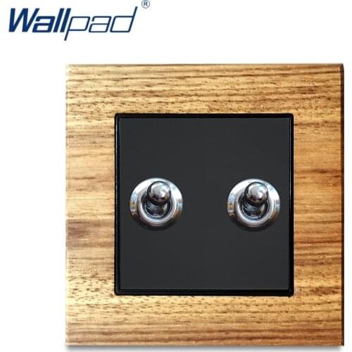2 Gang 1 Way 2 Way Toggle Switch Real Wood Panel Wallpad Wall Light Switch Interrupteur Silver Toggle