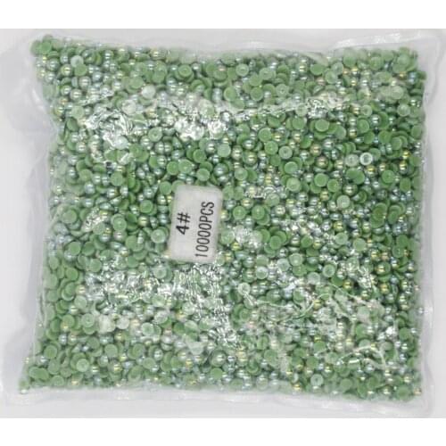 2mm,4mm,5mm,6mm,8mm,10mm,12mm Jelly Green AB Flat back ABS round Half Pearl beads, imitation plastic half pearl beads
