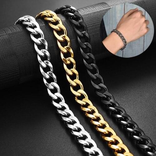 3mm Width Trendy Stainless Steel Men Bracelet Curb Cuban Link Chain Bracelet For Men Women Unisex Wrist Jewelry Gift