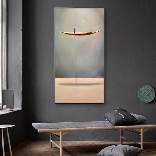 HD Print Abstract Fishing Fisherman Canvas Painting Wall Pictures for Living Room Poster Art Picture Print Home Decoration