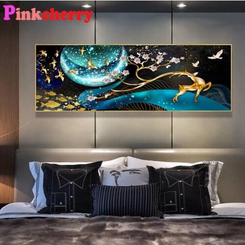 Large size diy Diamond Painting Abstract art, Deer in the moon, diamond mosaic full drill diamond embroidery