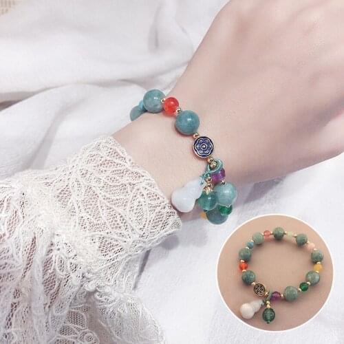 Natural Stone Gourd Beads Bangles & Bracelets Handmade Jewelry Stone Yoga Energy Bracelet for Women