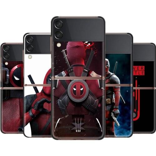 Deadpool Marvel Art Cover For Samsung Galaxy Z Flip 6.7" Flip3 5G Black PC Hard Phone Case Segmented Protect Coque