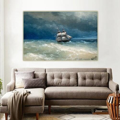 Citon Ivan Aivazovsky《Ship On A Stormy Sea》Canvas Art Oil Painting Artwork Decorative Print Picture Wall Decor Home Decoration