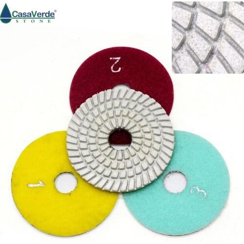 DC-W3PP01 3 inch 3 step wet use of resin and diamond polishing pads 80mm for stone, marble and granite