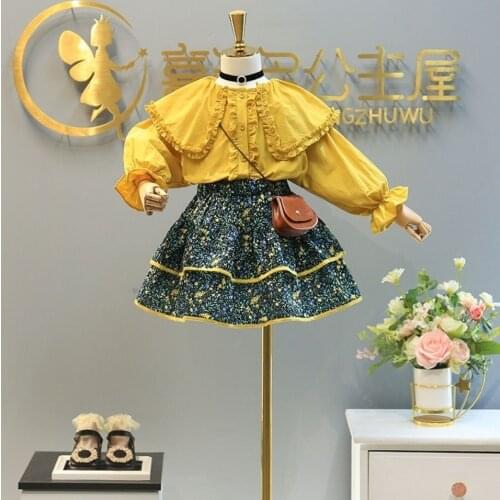 Kinderkleding Meisjes Girls Outfits Toddler Clothes 8 To 10 Years Old Floral Tutu Skirt Long Sleeve Blouse Clothing Sets 2021