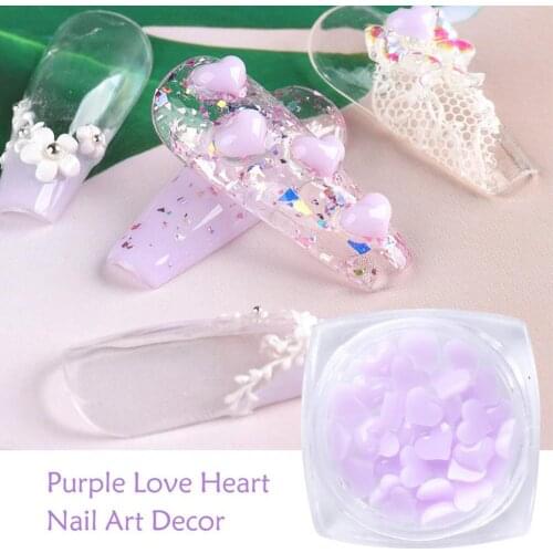 Hot Sale 40Pcs/Box Nail Heart Ornament Flat Back 3D Effect Mini Color Changing Heart Nail Art Decorations DIY Charms for Salon