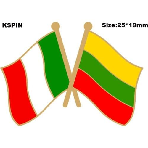 Italy & Lithuania Friendship Flag Lapel Pin Friendship Flag Badge Flag pin