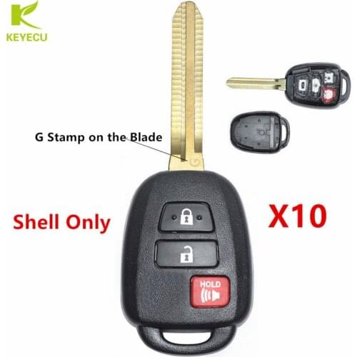 KEYECU 10PCS X Replacement Remote Key Shell Case Fob 2+1 Buttons for Toyota 2012-2015 Camry HYQ12BDM (G Stamp on Blade)