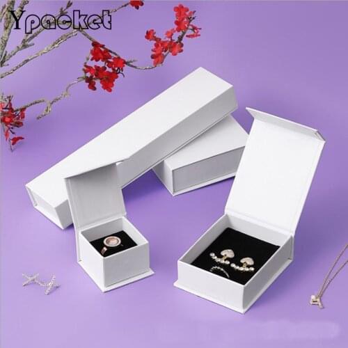 White Box For Jewelry Engagement Ring For Earrings Necklace Bracelet Display 4 Size Jewelry Box Paper Jewelry Gift Box Jewellery
