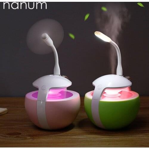 Creative 3 in 1 Night Elf II Humidifier Essential Oil Diffuser Aroma Lamp LED Night Light USB Fan Aromatherapy Air Freshener F