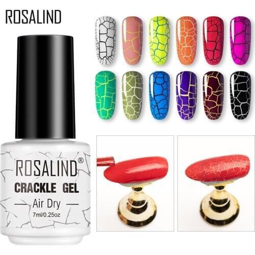 ROSALIND Crackle Gel Nail Polish For Nail art manicure Set Air dry nail polish Need Base Color Gel Varnishes Lacuqer