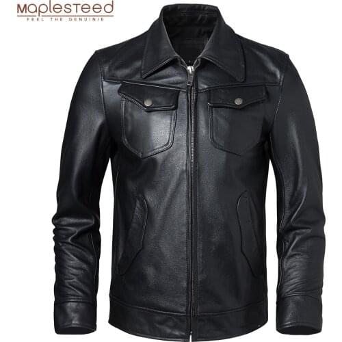 Mens Genuine Leather Jacket 100% Natural Cowhide Men Leather Coat Male Skin Clothing Spring Autumn Asian Size S-6XL M594