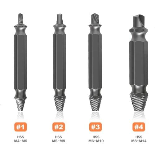4pcs/set Material Damaged Screw Extractor Drill Bits Guide Set Broken Speed Out Easy out Bolt Stud Stripped Screw Remover Tool