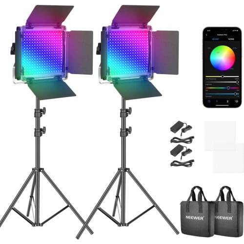 Neewer 530 PRO RGB Led Video Light Kit, 360°Full Color, 45W Video Lighting Kit CRI 97+ for Streaming, Zoom,YouTube,Broadcasting
