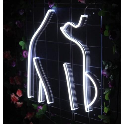 Neon Light Sign Custom Hanging Wall Indoor Sexy Womans Body Art Decorations Nature White Transparent Acrylic Led Neon Sign
