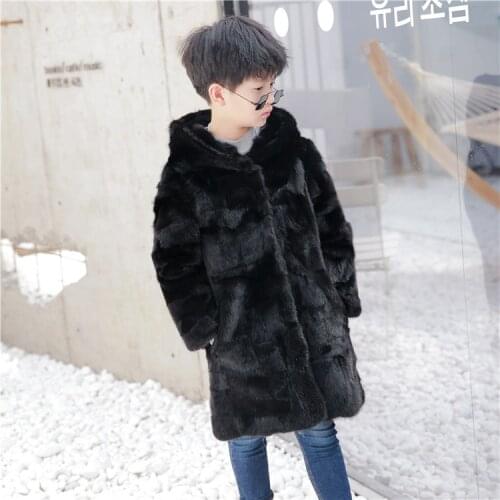 NEW boy real genuine natural mink fur coat child fashion jacket kids warm winter outwear custom any size