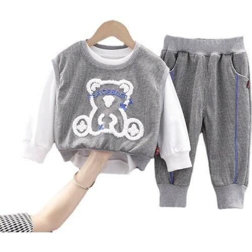 New Spring Kids Tracksuits Autumn Baby Boys Cartoon Clothes Children Cotton Vest T-Shirt Pants 3Pcs/Sets Toddler Casual Costume