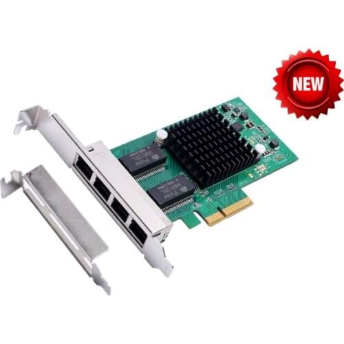 PCI-Express X4 4 Port Gigabit Ethernet Controller Card Intel I350-AM4 Chipset Support low profile bracket PCIE to 10/100/1000Mbp