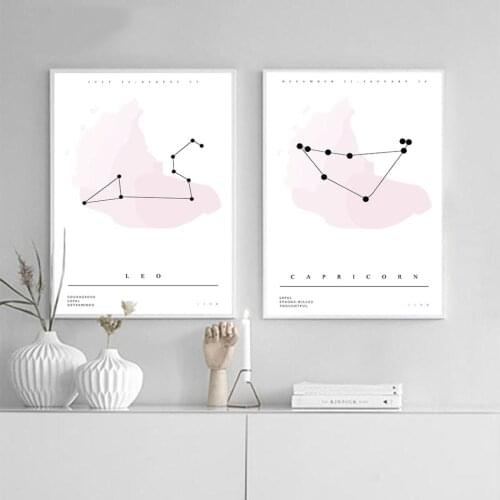 Twelve Constellations Posters Nursery Wall Art Pictures Canvas Zodiac Astrology Sign Prints Painting Nordic Kids Decoration