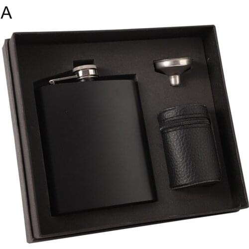 1 Set Hip Flask Shock-proof Good Sealing Capacity Portable 7oz Stainless Steel Whiskey Liquor Pocket Flask for Man Wine Flask