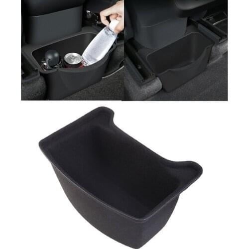 Under Seat Organizer Tray Black Suede Storage Box Beverage Tissue Purse Container Compatible with Model Y